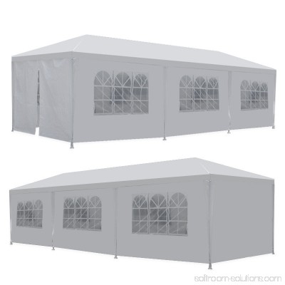 Zeny 10'x 30' White Gazebo Wedding Party Tent Canopy With 6 Windows & 2 Sidewalls-8